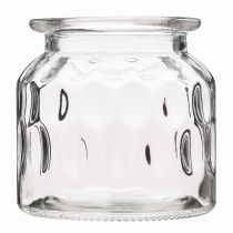 Glasvase mit Muster, Windlicht Glas Klar H11cm Ø11cm