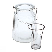 Artikel Glaswindlicht mit Henkeldraht Ø14cm H18cm, Klarglas