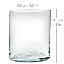 Glasvase rund, Glaszylinder Klar Ø9cm H10,5cm