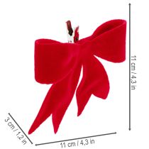 Artikel Dekoschleifen Rot mit Clip, 11 cm, 4 Stück, für Weihnachtsdekoration