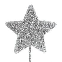 Glitterstern Silber 5cm am Draht  L22cm 48St