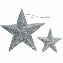 Artikel Glitterstern Silber 9,5/5cm 18 St