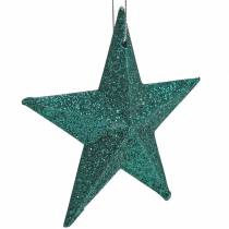 Artikel Glitterstern-Set Dekohänger und Streudeko Smaragd, Hellgrün 9cm/5cm 18 St