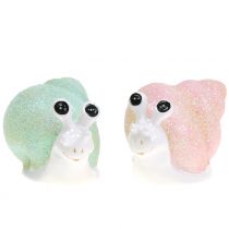 Dekofigur Schnecke Glitzer Mint/Rosa 8cm 6St