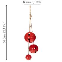 Artikel Rote Metallglocken 3er-Set, Ø 14/12/8 cm, mit Juteband für Weihnachtsdekoration