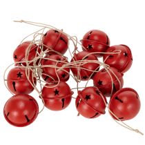 Artikel Rote Metallglöckchen mit Sternenmuster 3 cm 9er-Set