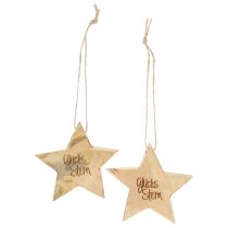 Artikel Holzstern-Set Glücksstern, Natur, 8 cm, 8 Stück, zum Hängen