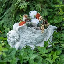 Grabengel mit Pflanzschale Vogelbad Engel liegend 39×18×18cm