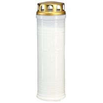 Artikel Grabkerze Grablicht Trauerlicht Weiß Ø7,5cm H24,5cm