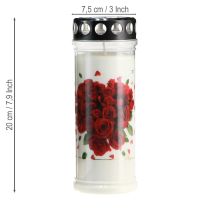 Artikel Grabkerze mit Rosenmotiv und schwarzem Deckel für 7 Tage Brenndauer, 2er Set