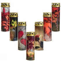 Grabkerzen Trauerkerzen Herbst Motive Farbe Ø6cm H20cm 6St