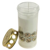 Artikel Grabkerzen Weiß Rosen Trauerlicht Gedenklicht Ø7cm H18cm 90h 2St