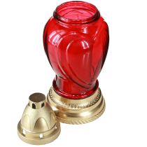 Artikel Grablicht Glas Herz Grablaterne Rot Ø10,5cm H25,5cm