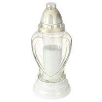 Artikel Grablicht Glas Herz Gravur Grablaterne Klar Ø11cm H26cm