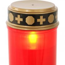 LED Grablicht Rot Batteriebetrieben Timer Ø6,5cm H12,5cm