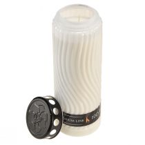 Artikel Grabkerze Deckel Motiv Blüte Weiß Schwarz 10 Tage H27cm