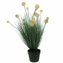 Artikel Gras mit Blüten im Topf künstlich Gelb 70cm