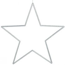 Artikel Große Deko Sterne Silber Glitter Deko zum Hängen 24cm 6 St