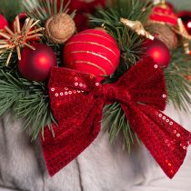 Artikel Samtschleife Dunkelrot mit Pailletten 20×22 cm für Weihnachtsdekoration 2 Stück