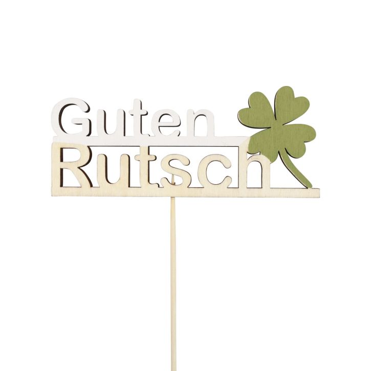 Blumenstecker Holz Guten Rutsch Silvester Deko 12×4,5cm 9St