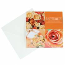 Gutscheinkarte Rose Orange + Umschlag 1St