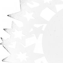 Weihnachtsteller Metall Dekoteller mit Sternen Weiß Ø34cm