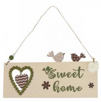 Artikel Fensterdeko Hängeschild aus Holz 25cm „Sweet Home“ mit Herzen und Blumen, 2-teilig