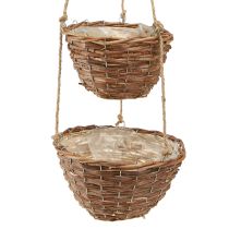 Artikel Hängekorb Blumenampel 2 Körbe Holz Natur Ø20cm/26cm