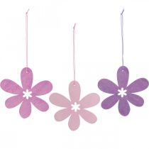 Deko Blume Holzanhänger Holzblume Lila/Rosa/Pink Ø12cm 12St