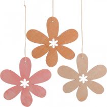Deko Blume Holzanhänger Holzblume Orange/Rosa/Gelb 12St