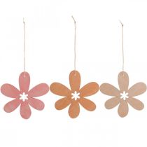 Deko Blume Holzanhänger Holzblume Orange/Rosa/Gelb 12St