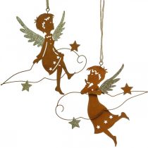 Dekohänger Weihnachten Engel Deko Metall Rost 15cm 6St