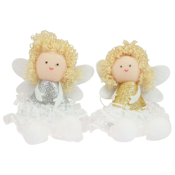 Artikel Engel Anhänger 4er Set, Weihnachtsdeko, Textil, Gold & Silber, H13,5 cm