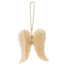 Artikel Holzanhänger Engelsflügel 12cm natur mit Kordel
