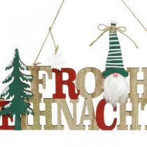 Artikel Holzschriftzug Frohe Weihnachten Türdeko 45x22 cm Natur Rot Grün