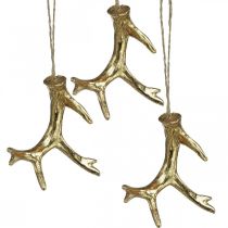 Weihnachtsanhänger Deko Geweih Baumschmuck Gold 7,5cm 6St