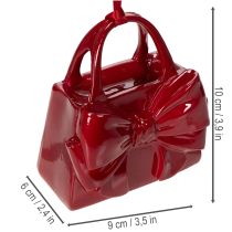 Artikel Deko-Handtasche aus Polyresin mit Schleife, bordeauxrot, 10 cm