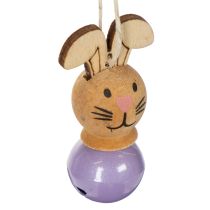 Artikel Hasen-Anhänger aus Holz mit bunten Glocken 4 cm 12 Stück – Oster- und Frühlingsdekoration