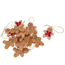 Artikel Deko-Anhänger Lebkuchenmännchen aus Polyresin 5–6 cm Braun Rot Weiß 12 Stück