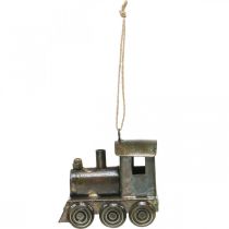 Artikel Christbaumschmuck Lokomotive Metall 7,5cm Messing-Schwarz mit Jutekordel