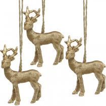 Weihnachtsanhänger Rentier Deko Hirsch Gold 9,5cm 4St
