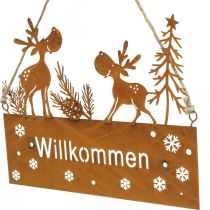 Artikel Willkommensschild Edelrost Rentier Winterdeko L22cm 2St