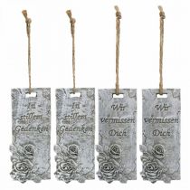 Artikel Grabschmuck Anhänger Rosen Sortiert Grau, Weiß 11,5×5cm 4 St
