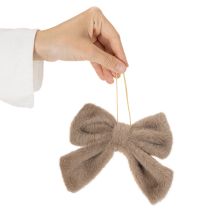 Artikel Dekoschleife Plüsch mit Aufhänger 14x16cm Braun Beige Cremeweiß 3er Set