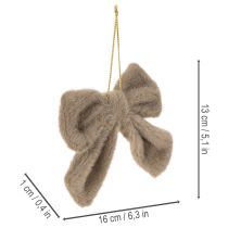 Artikel Dekoschleife Plüsch mit Aufhänger 14x16cm Braun Beige Cremeweiß 3er Set