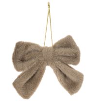 Artikel Dekoschleife Plüsch mit Aufhänger 14x16cm Braun Beige Cremeweiß 3er Set