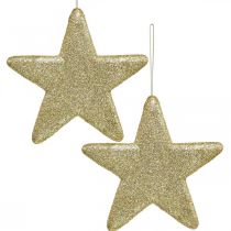 Artikel Weihnachtsdeko Stern Anhänger Golden Glitter 18,5cm 4St