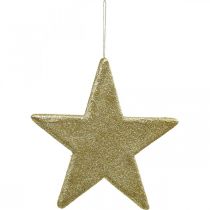 Artikel Weihnachtsdeko Stern Anhänger Golden Glitter 30cm 2St