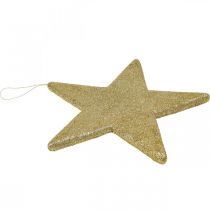 Artikel Weihnachtsdeko Stern Anhänger Golden Glitter 30cm 2St
