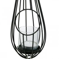 Windlicht zum Aufhängen Hängedeko Tropfen Schwarz 52cm